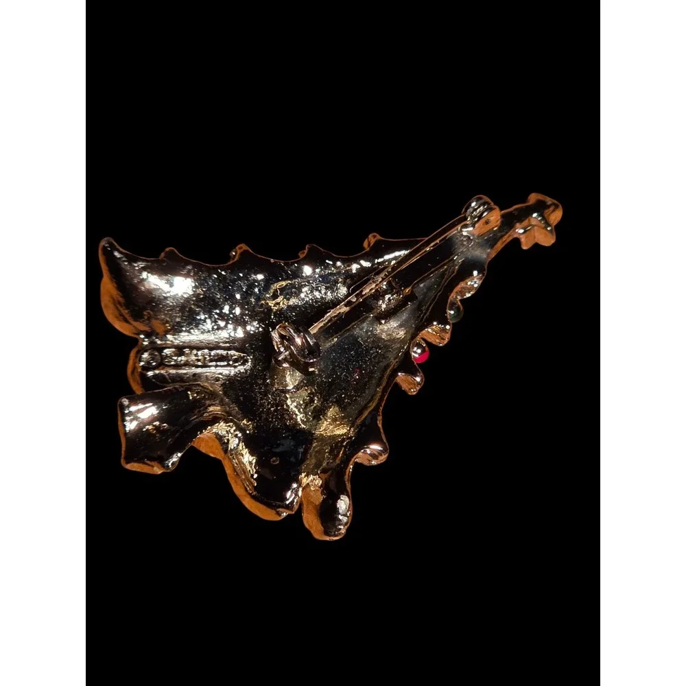Vintage Gerrys Christmas Tree Brooch Gold tone Enamel‎ 2